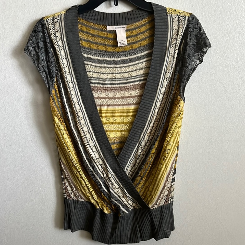 DKNY crochet short sleeve sweater.